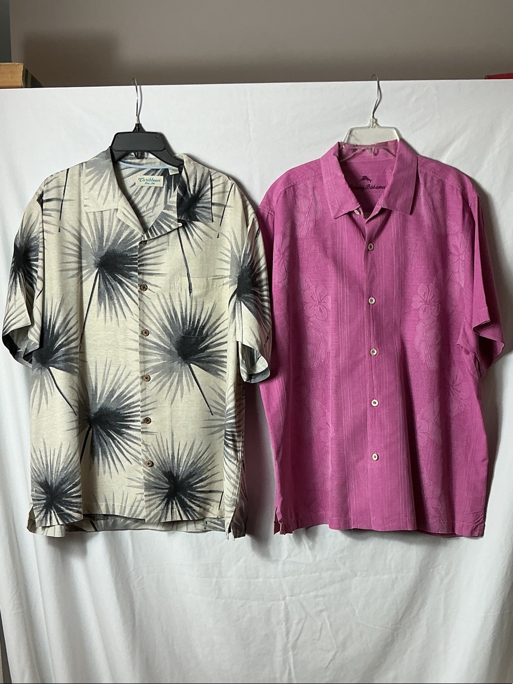 Tommy Bahama Pink Short-Sleeve Button-Down & Caribbean Palm Print Pair